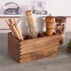 SANOSY Acacia Wood Utensil Holder, Paper Plate Dispenser Organizer for