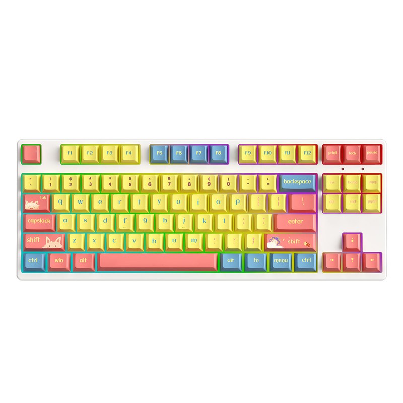Mechanical Keyboard Keycaps 124 Keys PBT Dye Sublimation Vivid Colors