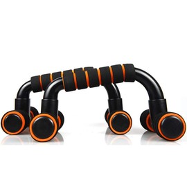 Push Up Bar Stands Board with Non-Slip Foam Handles for Arms, Chest and Shoulder Training, 1Pair - Black with Orange