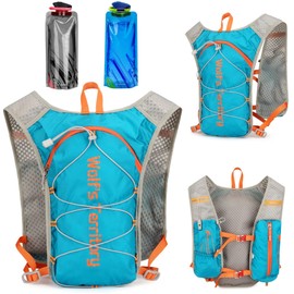 Running Vest for Men and Women, Hydration Backpack 1.4L, Running Vest, Hydration Vest Running with 700 ml Water Bottle, Pack of 2, 700 ml Foldable Drinking Bottle, Hydration Backpack Running Trail