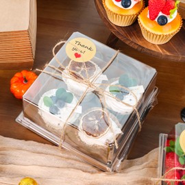 NPLUX NPLUX 20 Pack Small Cake Boxes Charcuterie Boxes Mini Cake Containers With Lids For 4-6-inch Cake Pudding Sandwich Pie Bakery Dessert(Brown 7x7x4 inch)