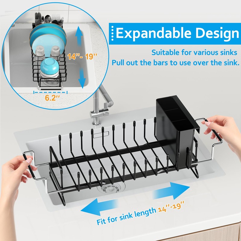 ANTOPY Sink Dish Drying Rack - Expandable Small Dish Rack