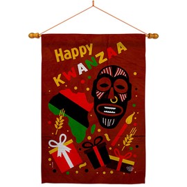 Ornament Collection Light Kinara Candles House Flag Dowel Set Black History Kwanzaa Celebrates African Americans Heritage Decoration Banner Small Garden Yard Gift Double-Sided, Made in USA