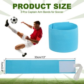 PATIKIL Soccer Captain Armband, 3 Pcs Captain Arm Bands for Soccer Elastic Captain Arm Band Sports Captain Armbands for Youth Adult Football Team Training Sky Blue