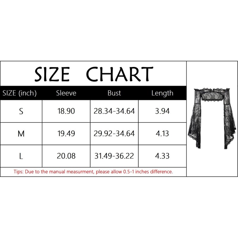 FDKLOOK Womens Victorian Lace Shrug Cardigan Off Shoulder Flared Sleeve