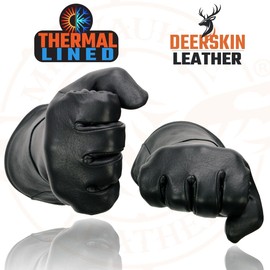 Shaf International Milwaukee Leather Men's Gauntlet Motorcycle Hand Gloves- Black Deerskin Long Cuff Thermal Lined Leather Palm - G317 - X-Large