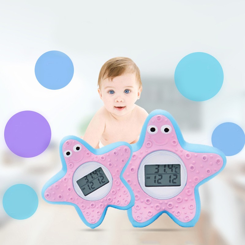 Baby Water Thermometer Starfish Clock Timing 3 Color Light Floating