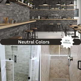 Tenedos USCT 3x12 Light Grey Rustic Ceramic Wall Tile Subway Brick Texture for Kitchen Backsplash Bathroom Shower Accent Walls 12 Sq Ft Per Box