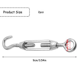 Luckious 2 Pieces Swivel Wire Tensioner, Heavy Duty Swivel Wire Tensioner M4, Stainless Steel Heavy Duty Tensioner Set, Adjustable Swivel Hook Set