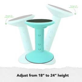 Storex Active Tilt Stool – Ergonomic Seating for Flexible Office Space and Standing Desks, Adjustable 12-24 Inch Height, Teal (00325U01C)