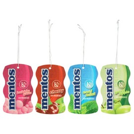 MENTOS Car Freshener Cherry, Cool Mint, Bubble Gum, Apple Hanging Fragrance 24PK