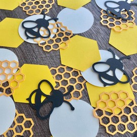 100 Pieces Happy Bee Day Confetti Table Decoration Party Supplies Bee Gold Black Bee Circle Colorful Confetti Bee Theme Party Baby Shower Birthday Table Decor