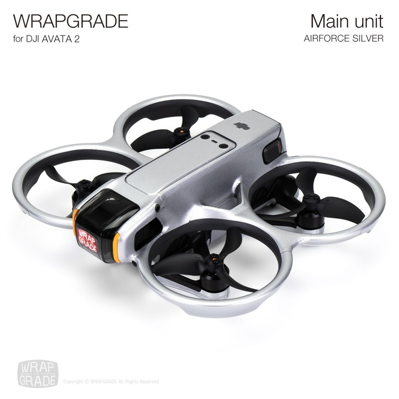 WRAPGRADE Skin Stickers Compatible with DJI Avata 2 (Airforce Silver)
