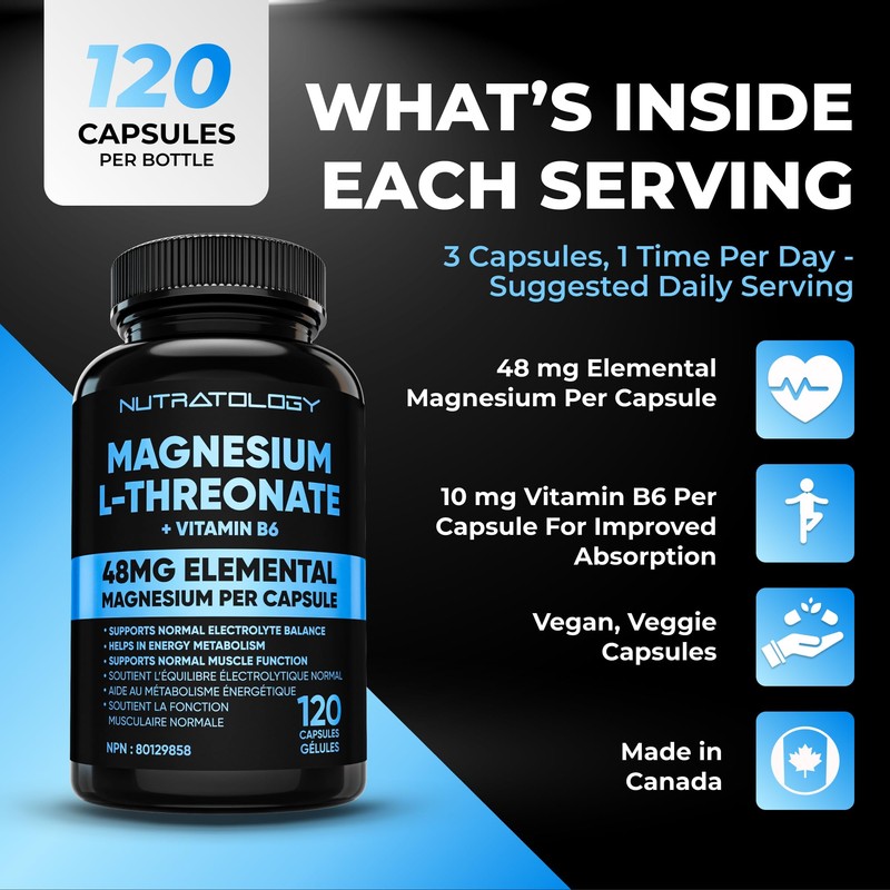 Magnesium L-Threonate + Vitamin B6 - Formulated To Help Support