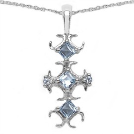 Schmuck-Schmidt - Necklace with Blue Topaz Pendant in 925 Silver, Sterling Silver, Topaz