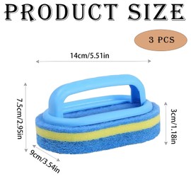 3 PCS Bathroom Cleaning Sponge, Bathroom Sponge, Sponge Brush with Handle for Kitchen/Handle Grip for Bathroom Kitchen, Suitable for kitchen and bathroom Bath Cleaning Brush