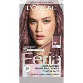 L'Oreal Paris Feria Multi-Faceted Shimmering Permanent Hair Color, 721 Dusty Mauve, Pack of 1 Hair Dye Kit