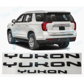 GMC 3PCS GMC 2021-2023 Yukon Yukon XL Doors Rear Gloss Black YUKON Emblems Letters