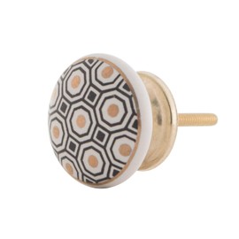 Knober furniture knob, ceramic white art deco country house style shabby chic dresser knob