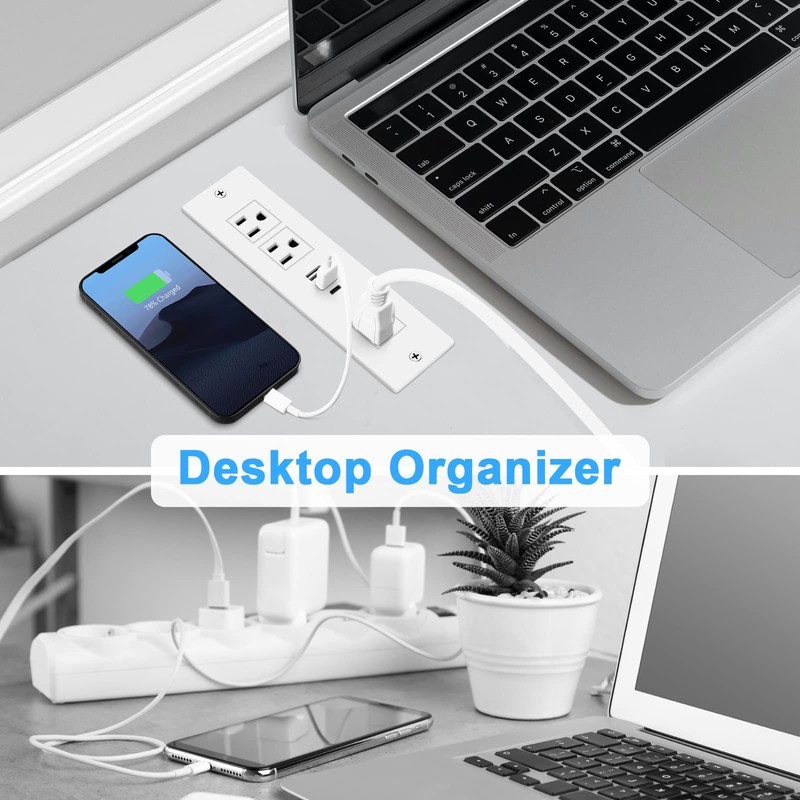 HEZI Recessed Power Strip, Furniture Drawer Outlet with 20W PD