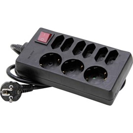 Kopp 129805005 3+6-Way Power Strip with Illuminated Switch Standard, Black