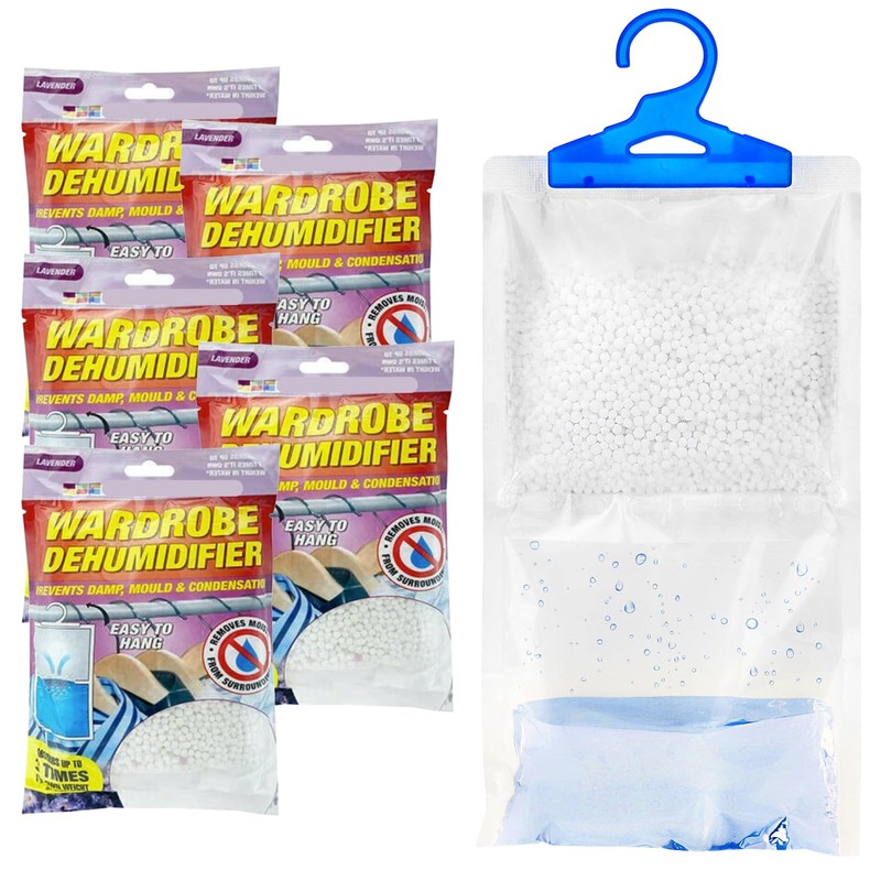 x5 Disposable Wardrobe Dehumidifier Hanging Bags - Specially Designed to