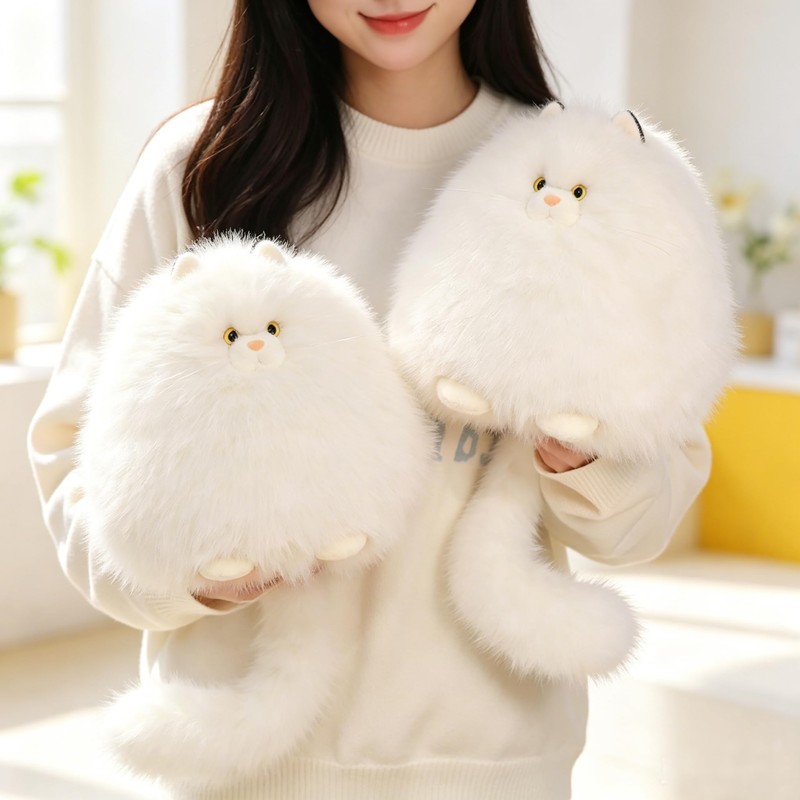 White Cat Stuffed Animals Pillow Cute Decorative Pillows for Bed