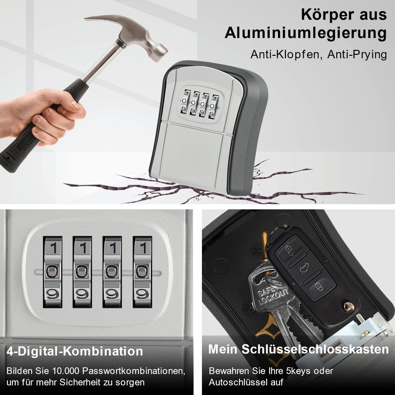 Diyife Key Safe with 4-Digit Combination Code, Waterproof, High Performance