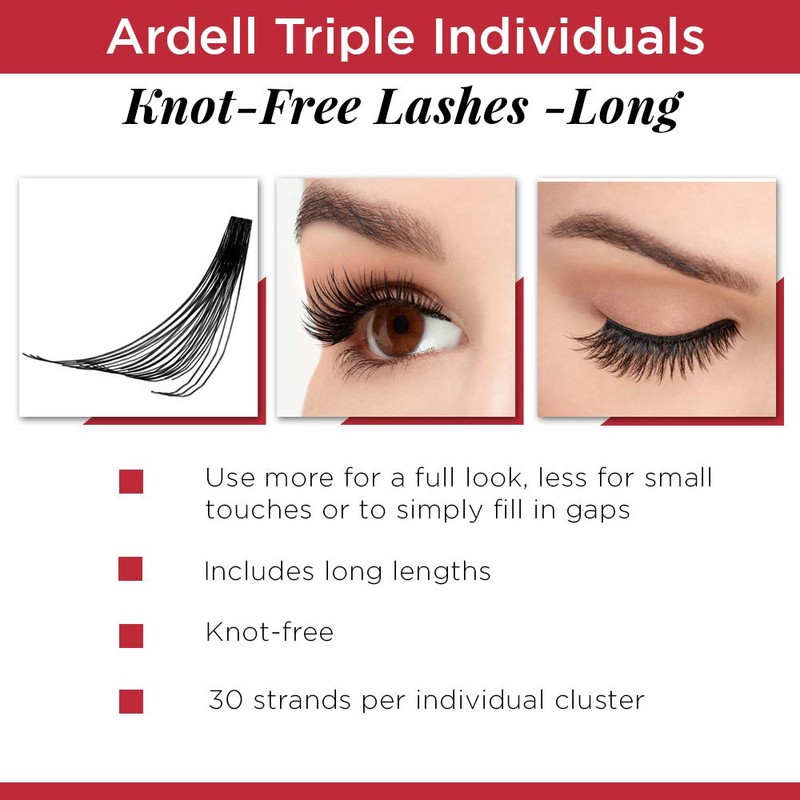 Ardell Triple Individual Lashes - Long Black, Knot-Free Eyelash Extensions,