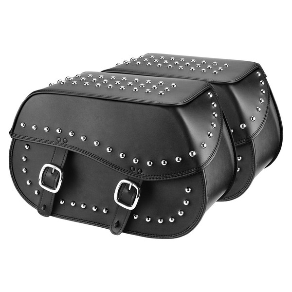 Nomad USA Extra-Large Universal Reinforced Armor Synthetic Black Leather Throw Over Motorcycle Saddlebags (Studded)