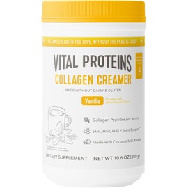 Vital Proteins Crema de café de colágeno, polvo no lácteo y bajo en azúcar con suplemento de péptidos de colágeno, apoya el cabello saludable, la piel, las uñas con MCT que aumentan la energía, vainilla, 11 onzas
