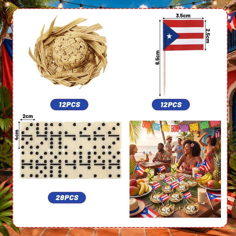 52 Pcs Puerto Rico Party Decorations for Patriotic Festival Table