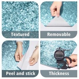 STICKEEP Shiny Blue Glitter Wallpaper Textured Chunky Glitter Contact Paper Peel and Stick Blue Sparkling Glitter Wallpaper for Crafts Decor Cabinets Dresser Bedroom Accent Wall 17.71" x 120"