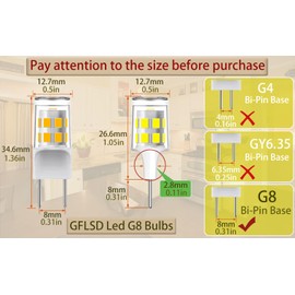 G8 Led Bulb,T4 3W Replacement for 20-25W Halogen Bulb,Warm White 3000K,GY8.6 JCD Type Bi-Pin Base,120V,Puck Light Bulb,for GE Microwave Light,Under Cabinet, Under Counter Kitchen Lighting(5Pack)