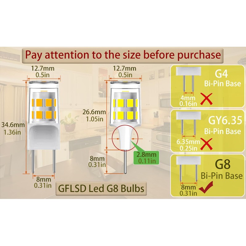 G8 Led Bulb,T4 3W Replacement for 20-25W Halogen Bulb,Warm White
