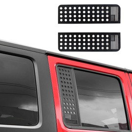 ETL INDUSTRIES Window Decals Aluminum Alloy Rear Door Glass Panel Cover for 2007-2017 Jeep Wrangler JK JKU (American Flag)