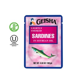 GEISHA Lightly Smoked Sardines in Soybean Oil 3.53oz (Pack of 24), Sardines| HALAL & Kosher Certified – Gluten Free – Wild Caught – Good Source of Protein