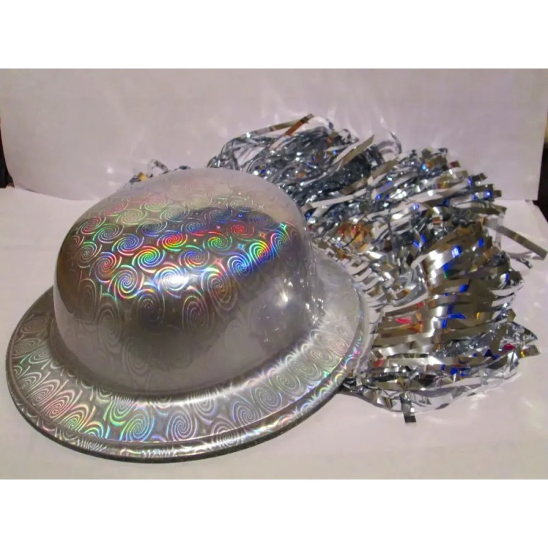 24 Sombrero Bombin Peluca Metalica Color Fiesta Glow Color