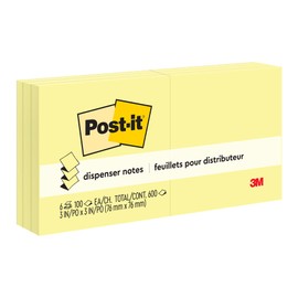 Post-it Notes Pop-up Sticky Notes, 3" x 3", 6 Pads, 100 Sheets/Pad, Canary Yellow