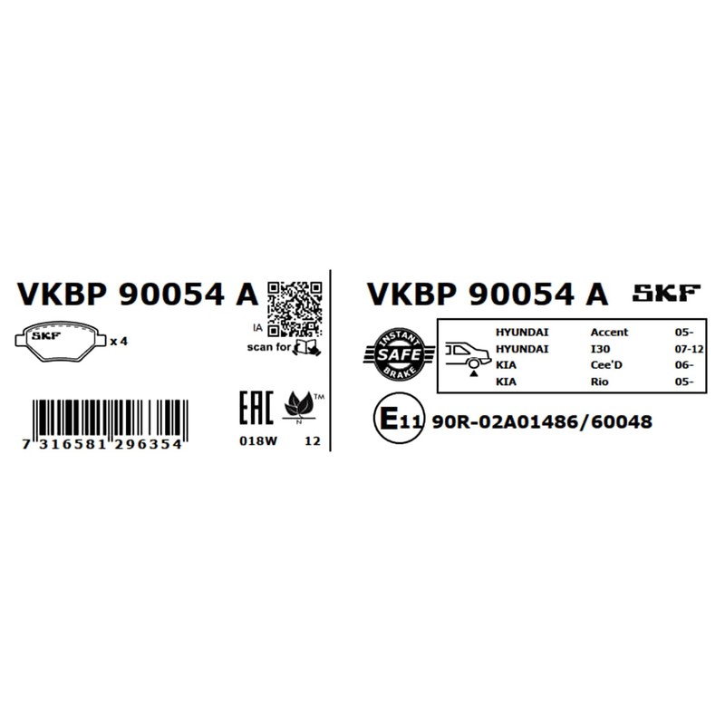 SKF VKBP 90054 A Brake Pad Set, Disc Brake