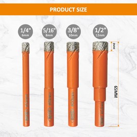 Dry Diamond Drill Bit Set,BGTEC 10pcs 5/16" 8mm Hole Saw for Granite,Marble,Masonry, Concrete, Tile/Ceramic, Glass, Hard Plastic,Vacuum Brazed Diamond Core Drill Bit Kit