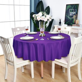 KAIPHO Purple Round Tablecloth Waterproof Stain Resistant Wrinkle Free Table Cloth 210GSM Polyester Washable Wipeable Table Cover for Party, Banquet, Wedding, Indoor and Outdoor use (48 inch, Circle)