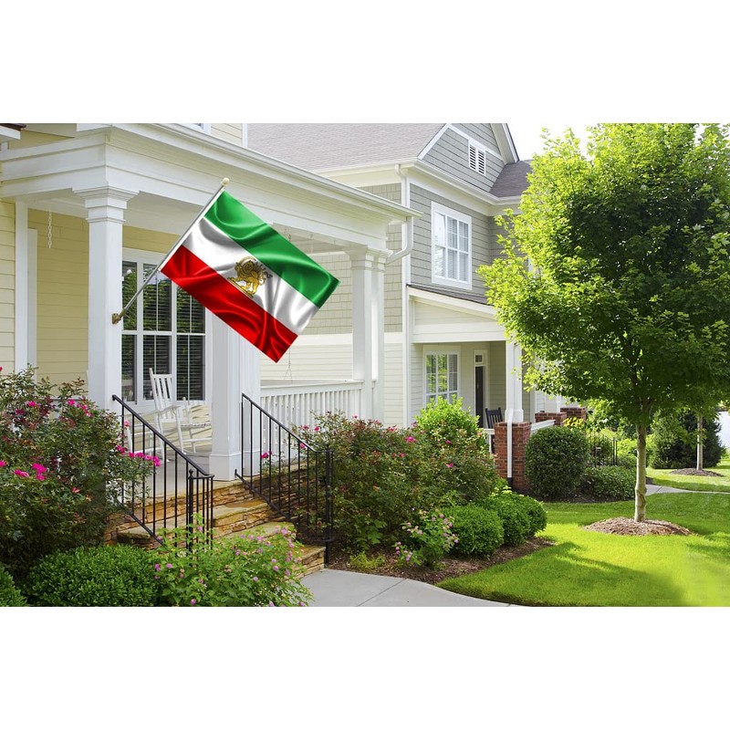 Yicmirtu Old Iran Flags with Lion Sun and Crown 2x3FT