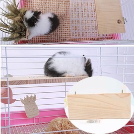 Sunicon Hamster Wooden Stand Platform, 13 x 28 cm Squirrel Springboard Rectangular Wood Perch Stand Climbing Board Physical Exercise Tool