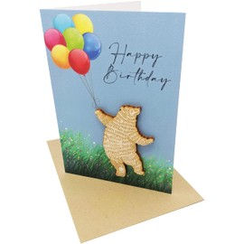 Wooden Bear Element, Happy Birthday Card, Birthday Card