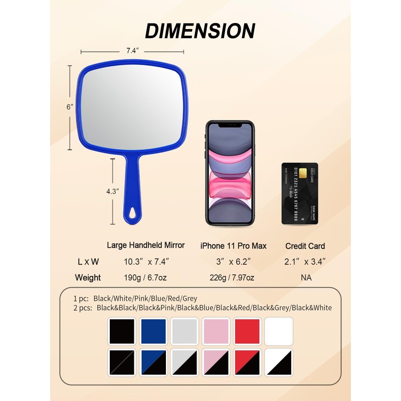 Gladmart Hand Mirror Salon Barber Hairdressing Handheld Mirror with Handle