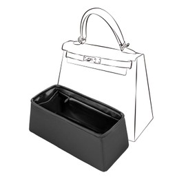 JLYZ Moon Kelly 28 Bag Organizer with Zipper, Purse Organizer Insert Compatible with Hermes Kelly Bag, Lightweight and Silky Smooth, Bag Insert for Kelly 28 (Black, KL28 with Zipper)