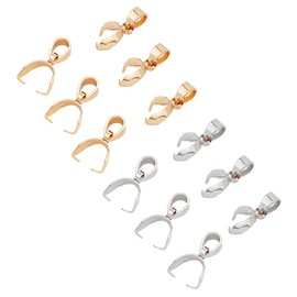 UNICRAFTALE Approximately 40 Pieces 2 Colors Stainless Steel Snap On Bail Pinch Bail Pinch Clasp Clasp Clasp Bail Necklace Clasp Pendant Bail Vatican Parts Clasp Necklace Bracelet Accessory Parts