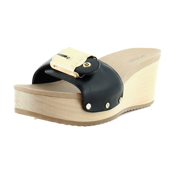 Dr. Scholl's Women's Original Life Slide Sandal, Black Leather, 7