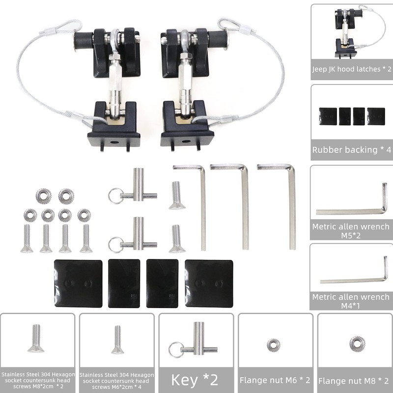 Sukemichi JK Hood Latches for Jeep, Locking Hood Latch for